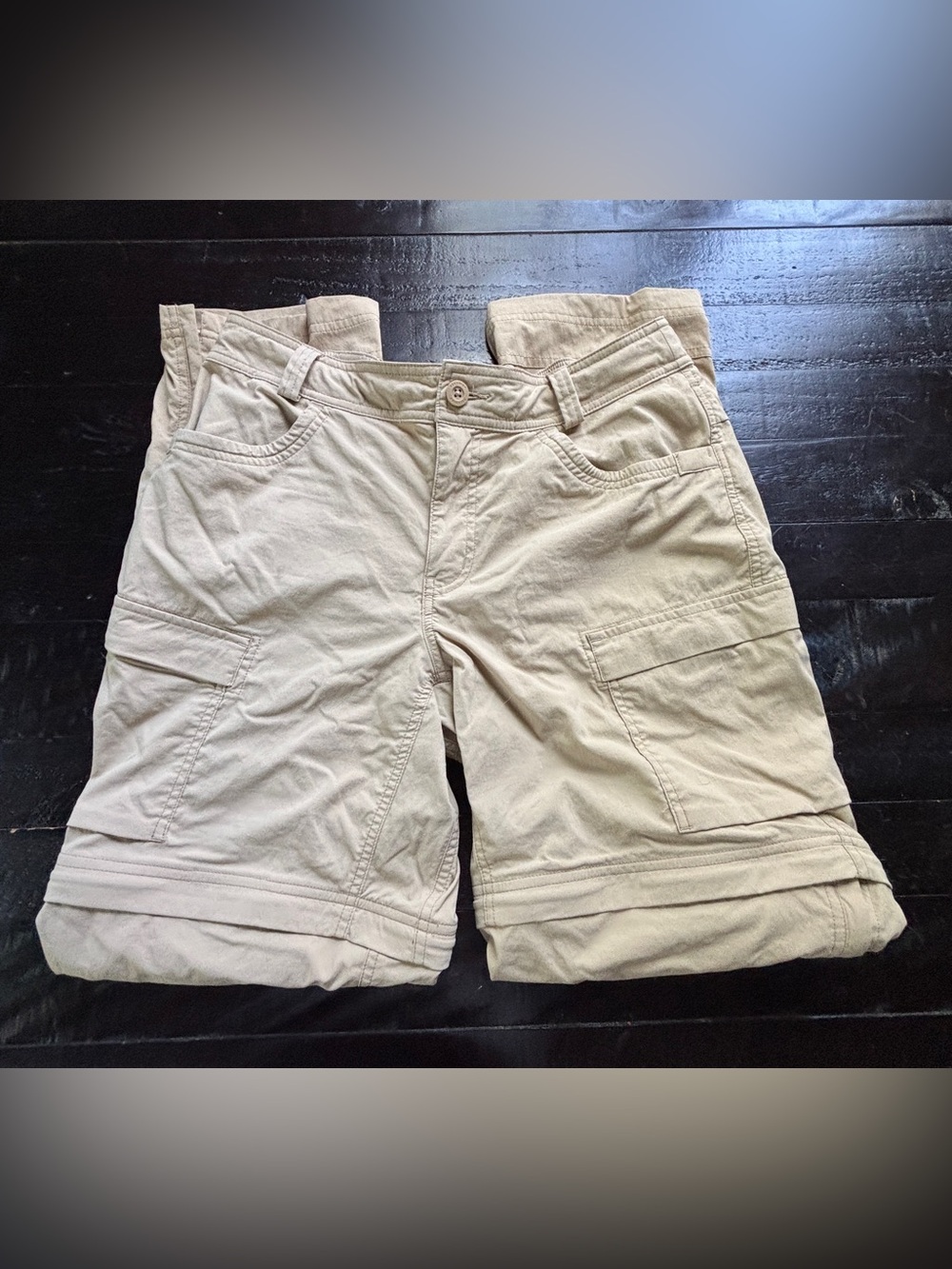 REI women’s Sahara Convertible hiking pants, beige tan, size 12